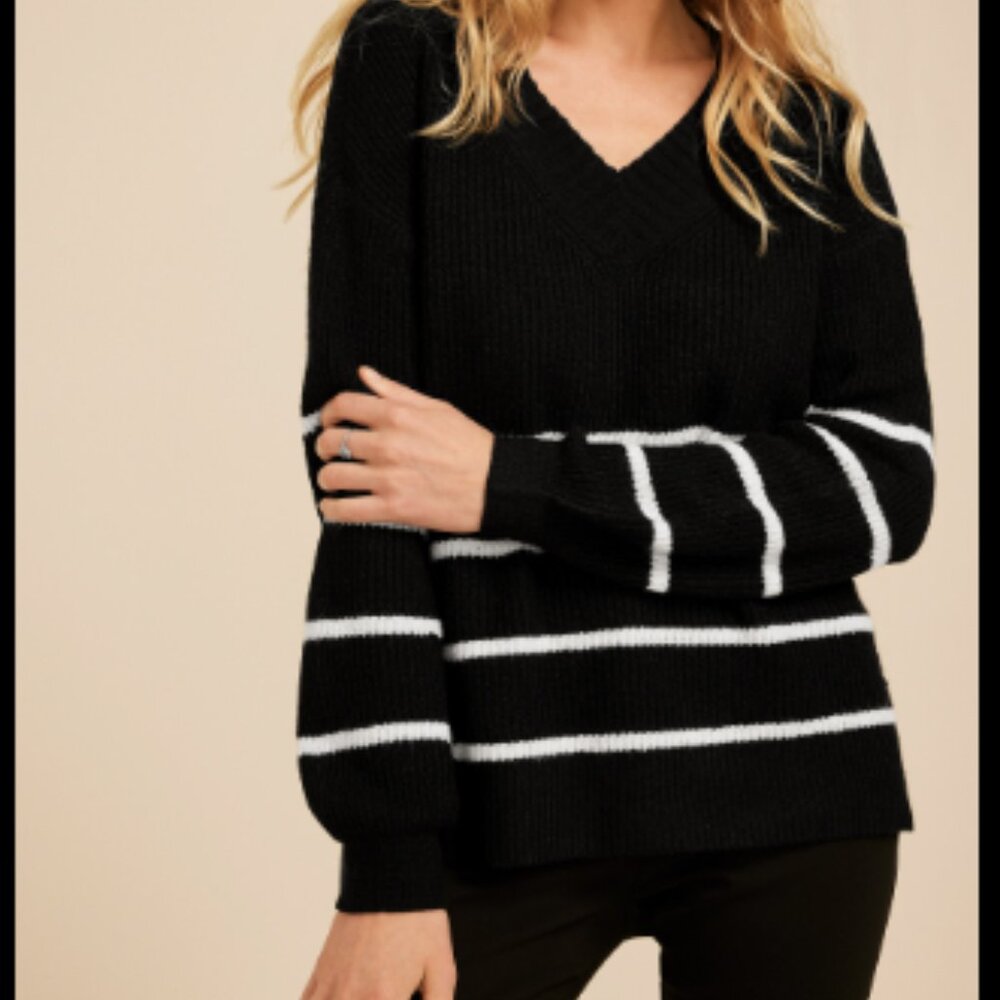 Maurices Striped Slouchy V Neck Sweater